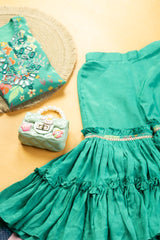 Green Muslin Mirror Work Sharara