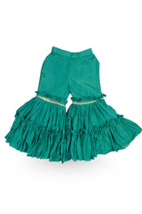 Green Muslin Mirror Work Sharara