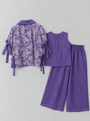 Purple Cross-stitch Bib style Top with pants