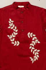 Maroon Leaf Kurta