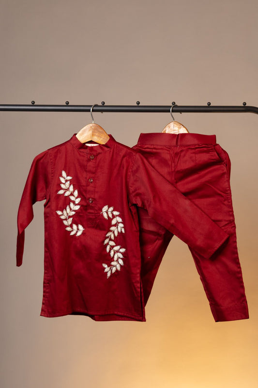 Maroon Leaf Kurta