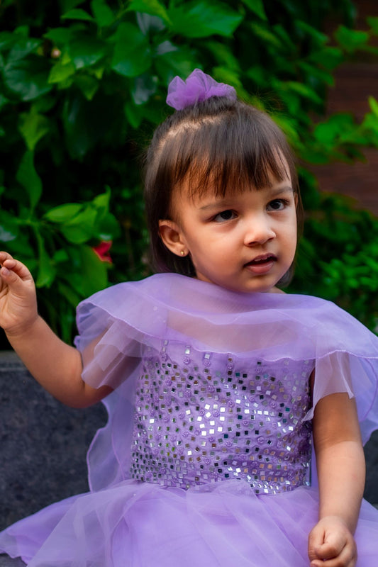 Lilac Mirror Work Flare Pants