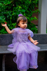 Lilac Mirror Work Flare Pants