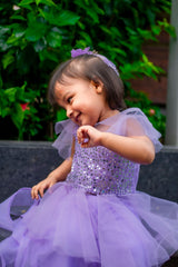 Lilac Mirror Work Flare Pants