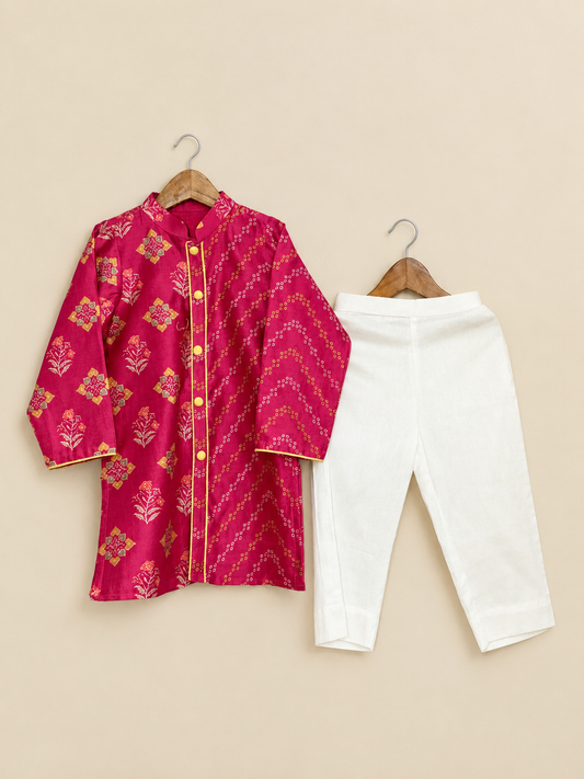 Pink Patola Kurta Set