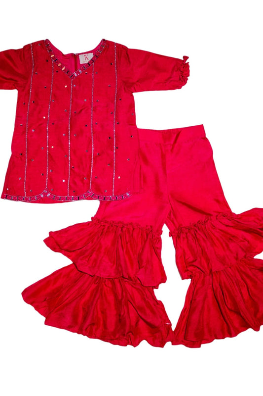 Fuchsia Mirror Sharara Set