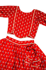 Red Printed Lehenga