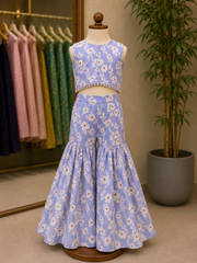 Lilac Floral Crop Top with flare pants