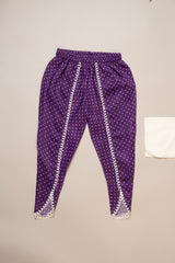 Purple Bandhej Peplum Top & Tulip Pants