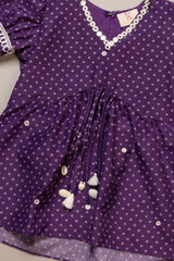 Purple Bandhej Peplum Top & Tulip Pants