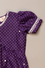 Purple Bandhej Peplum Top & Tulip Pants