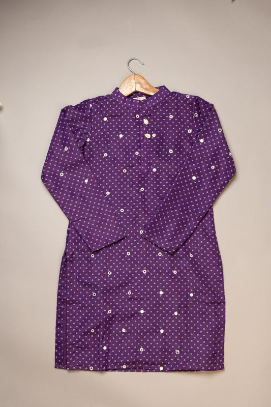 Purple Bandhej Kurta