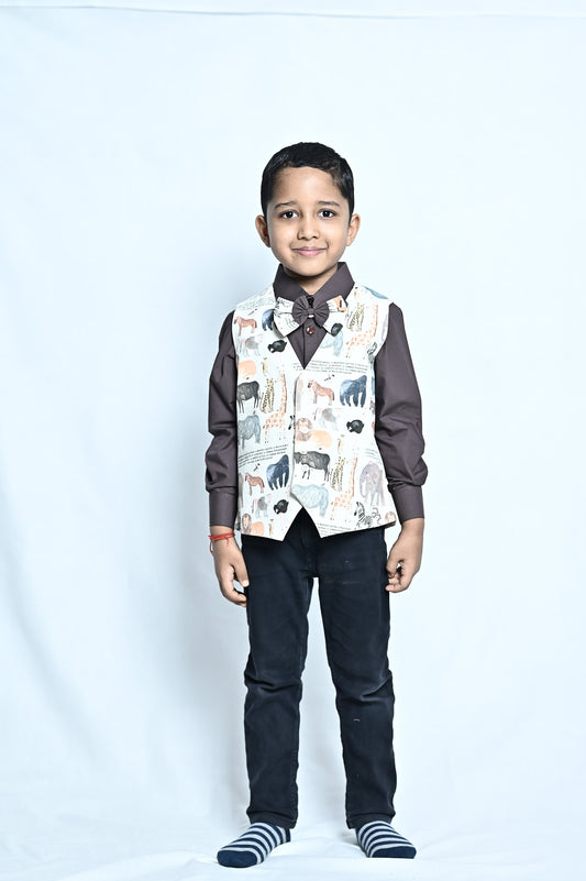 Animal Print Waistcoat with Shirt