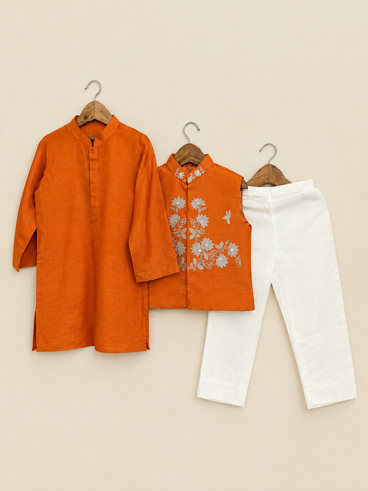Orange Handwork Bundi Set
