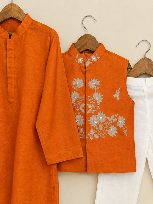 Orange Handwork Bundi Set