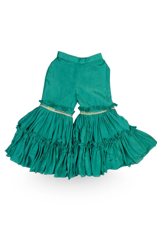 Green Muslin Mirror Work Sharara