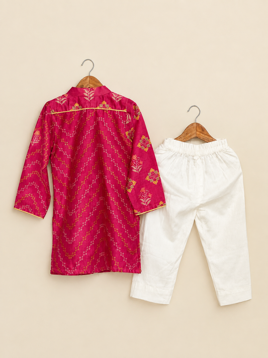 Pink Patola Kurta Set