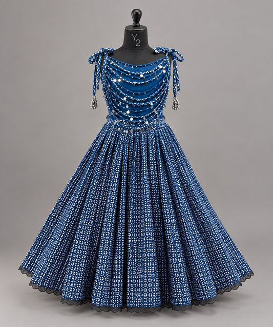 Blue Gajji Silk Tasseled Lehenga