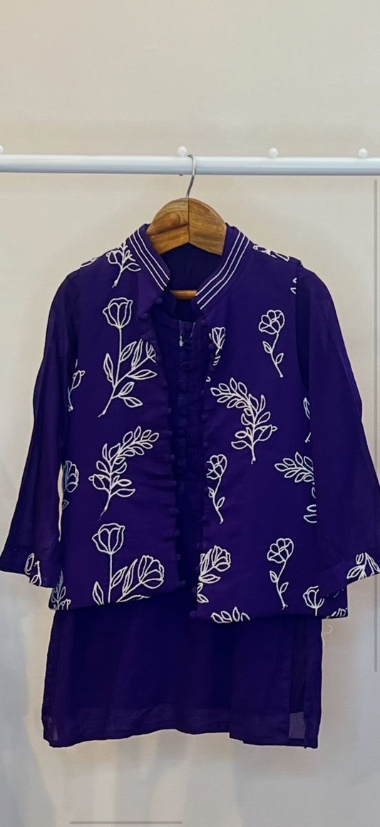 Purple Floral Kurta Set