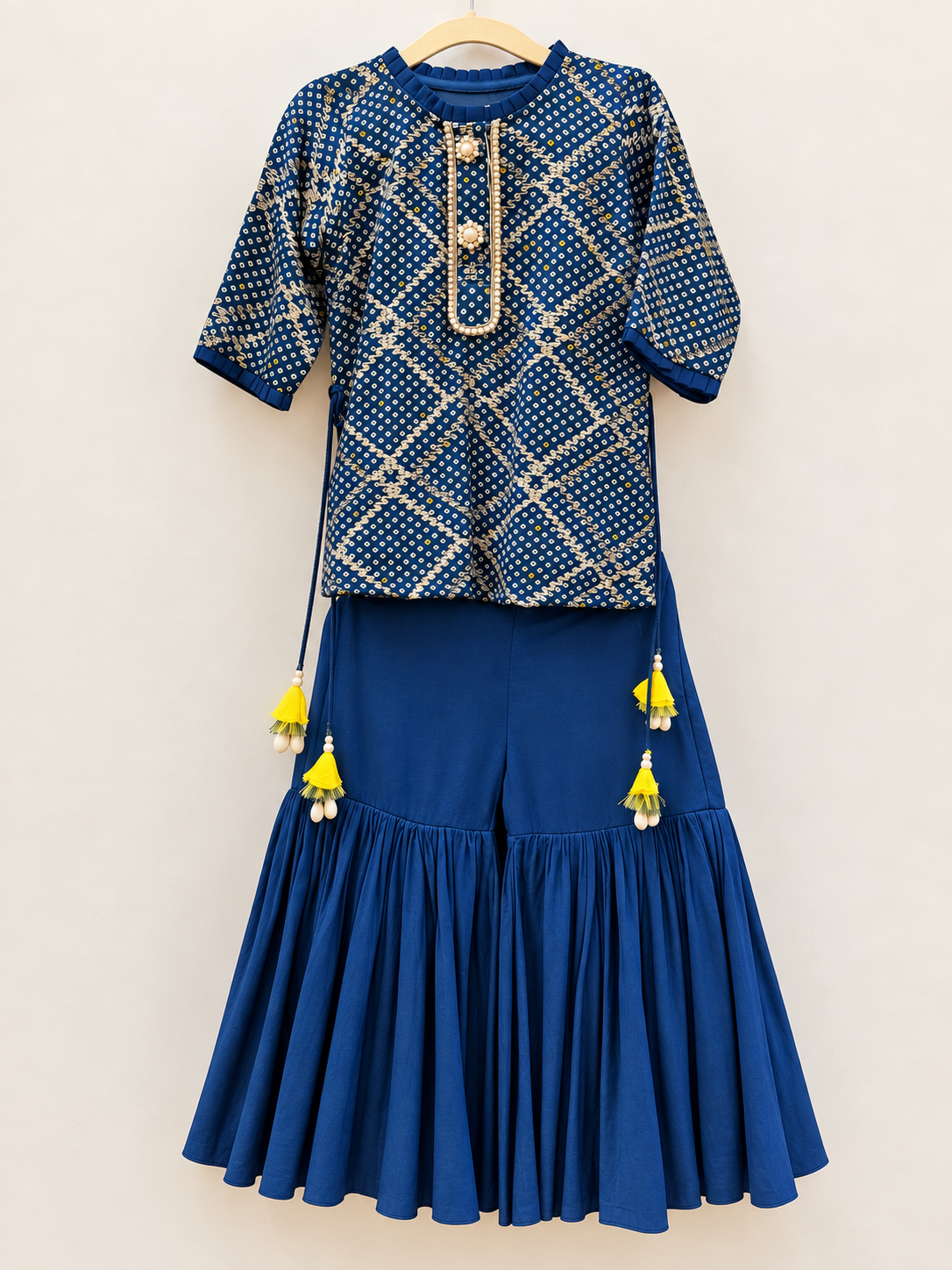 Blue Bandhej Sharara Set