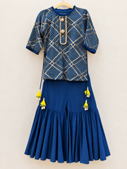 Blue Bandhej Sharara Set